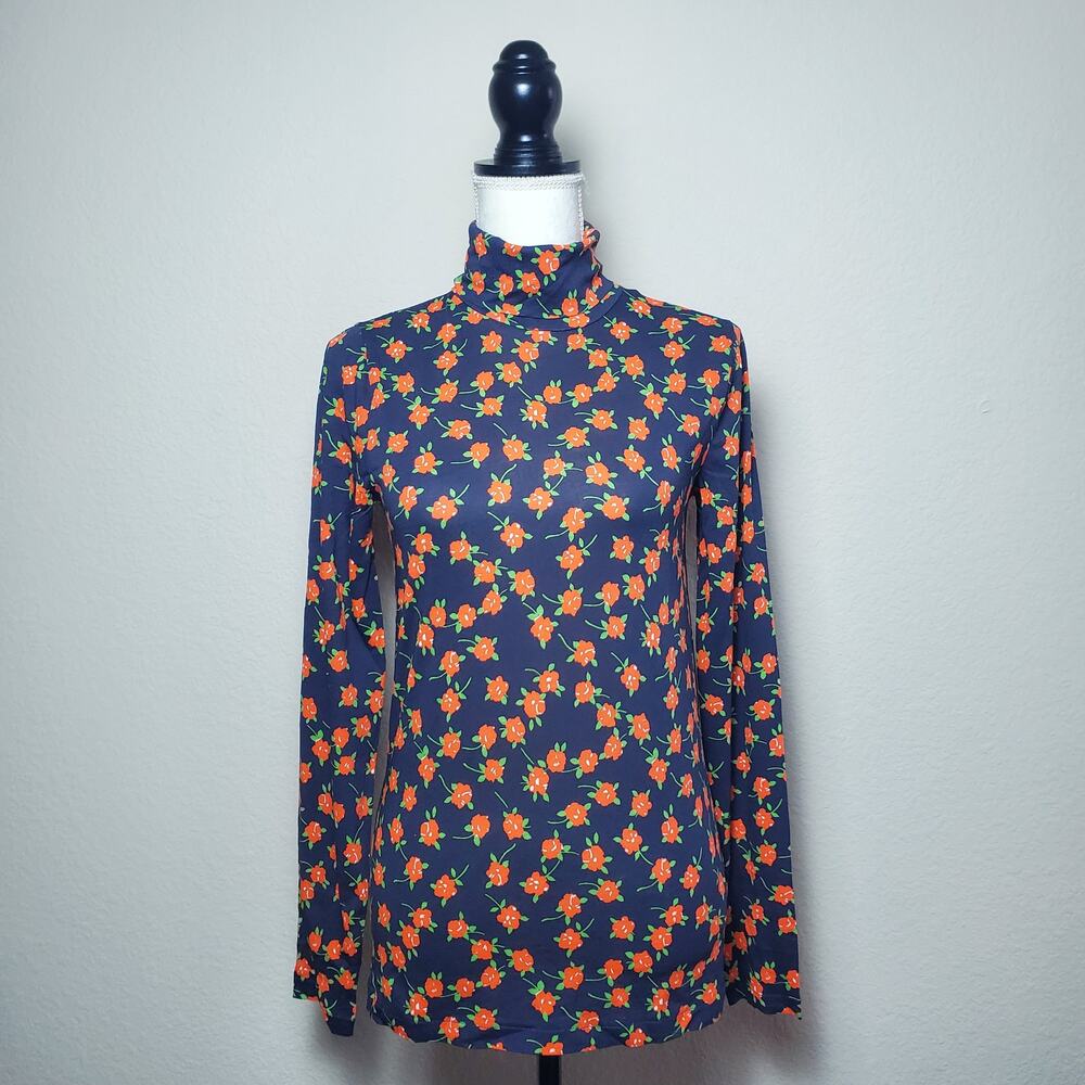 J.Crew Floral Turtleneck Top Medium NWT